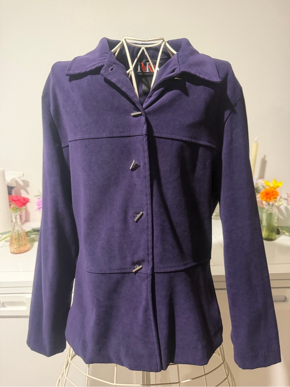 R&K Deep Purple Women's Button-Front Blazer Jacket